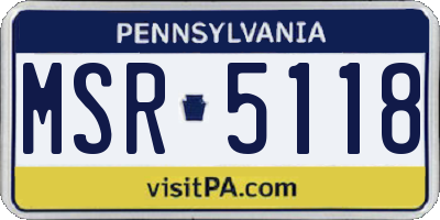PA license plate MSR5118