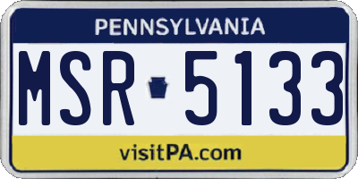 PA license plate MSR5133