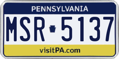PA license plate MSR5137