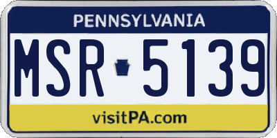 PA license plate MSR5139