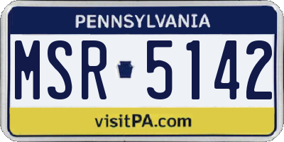 PA license plate MSR5142