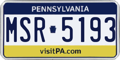 PA license plate MSR5193