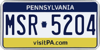 PA license plate MSR5204