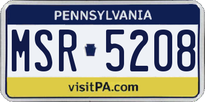 PA license plate MSR5208