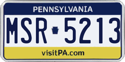 PA license plate MSR5213