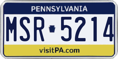 PA license plate MSR5214