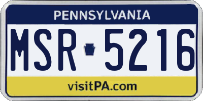 PA license plate MSR5216