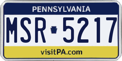 PA license plate MSR5217