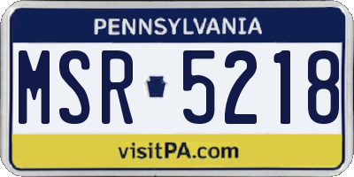 PA license plate MSR5218