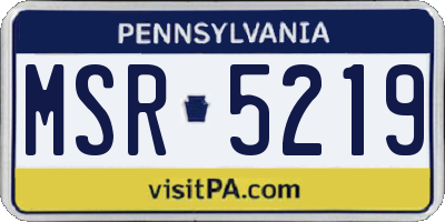 PA license plate MSR5219