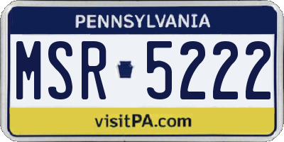 PA license plate MSR5222
