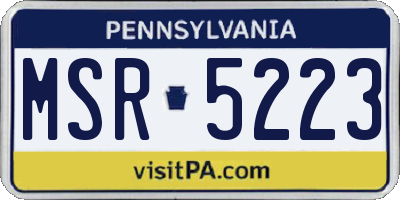 PA license plate MSR5223