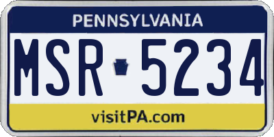 PA license plate MSR5234