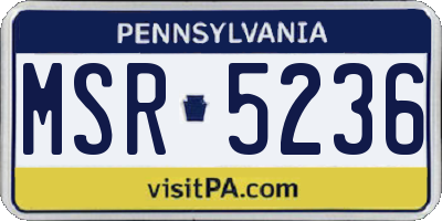 PA license plate MSR5236