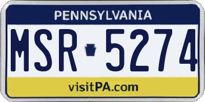 PA license plate MSR5274