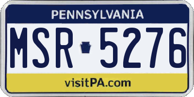 PA license plate MSR5276