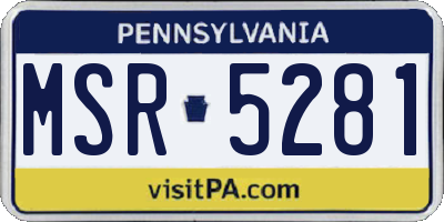 PA license plate MSR5281