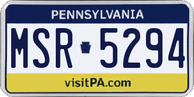 PA license plate MSR5294