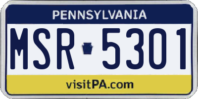 PA license plate MSR5301