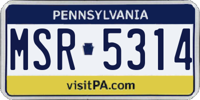 PA license plate MSR5314
