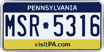 PA license plate MSR5316