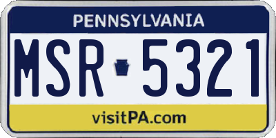 PA license plate MSR5321