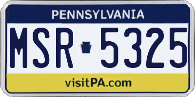 PA license plate MSR5325