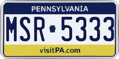 PA license plate MSR5333