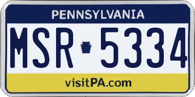 PA license plate MSR5334