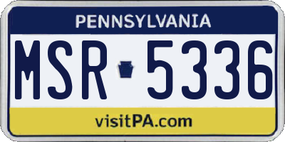 PA license plate MSR5336