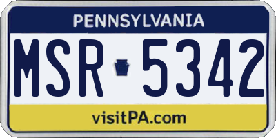 PA license plate MSR5342