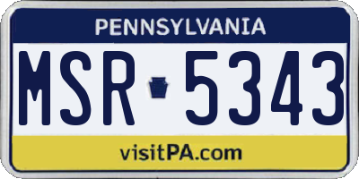 PA license plate MSR5343