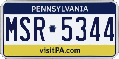PA license plate MSR5344