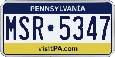 PA license plate MSR5347