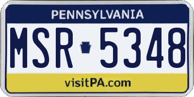 PA license plate MSR5348