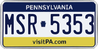 PA license plate MSR5353