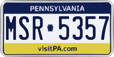 PA license plate MSR5357