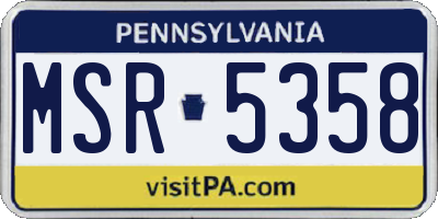 PA license plate MSR5358