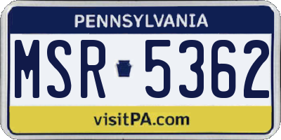 PA license plate MSR5362