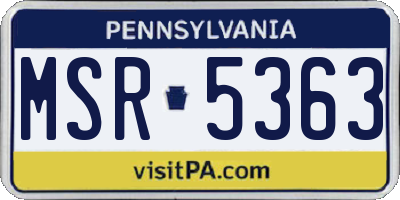 PA license plate MSR5363