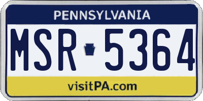 PA license plate MSR5364