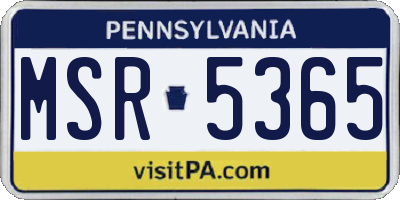 PA license plate MSR5365