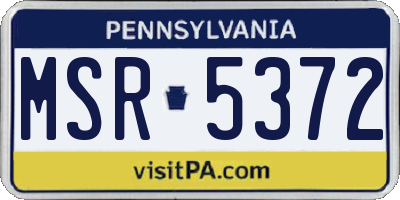 PA license plate MSR5372