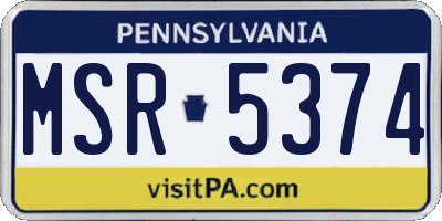 PA license plate MSR5374