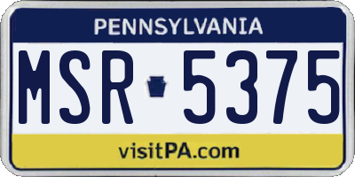 PA license plate MSR5375