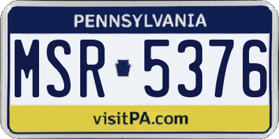 PA license plate MSR5376
