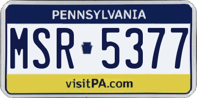 PA license plate MSR5377