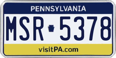 PA license plate MSR5378