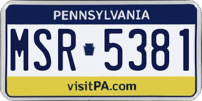 PA license plate MSR5381