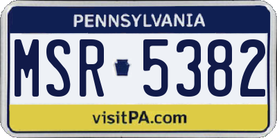 PA license plate MSR5382